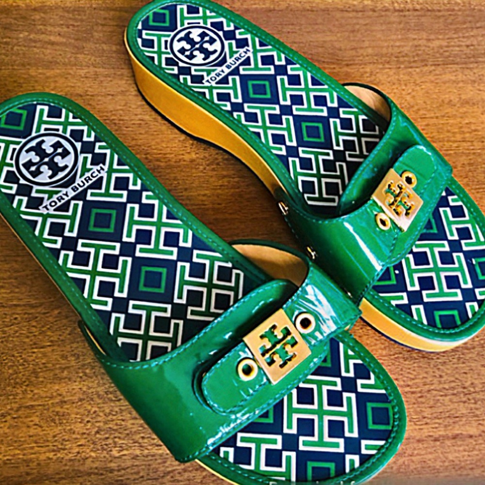 Tory Burch Wooden Platform Slides Sandals
